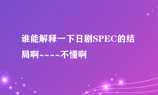 谁能解释一下日剧SPEC的结局啊~~~~不懂啊