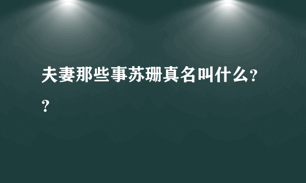 夫妻那些事苏珊真名叫什么？？