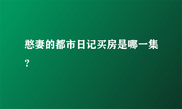 憨妻的都市日记买房是哪一集？