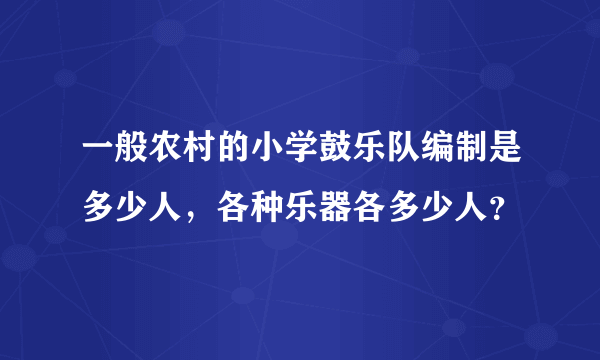 一般农村的小学鼓乐队编制是多少人，各种乐器各多少人？