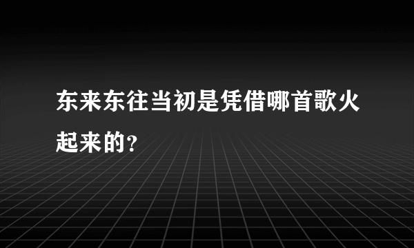 东来东往当初是凭借哪首歌火起来的？