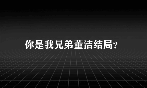 你是我兄弟董洁结局？