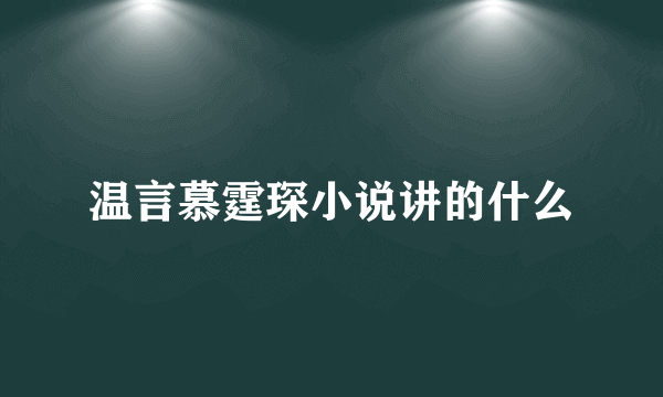 温言慕霆琛小说讲的什么