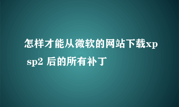 怎样才能从微软的网站下载xp sp2 后的所有补丁