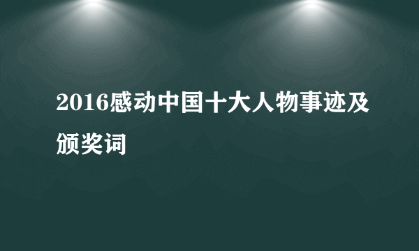 2016感动中国十大人物事迹及颁奖词