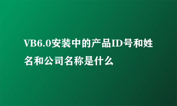 VB6.0安装中的产品ID号和姓名和公司名称是什么