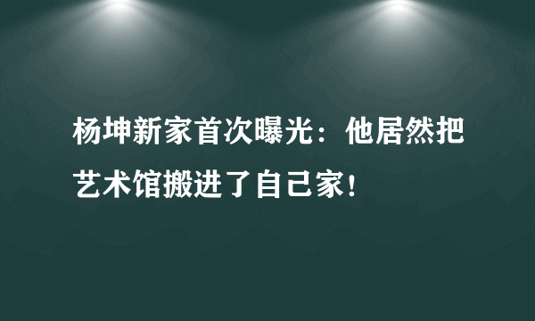 杨坤新家首次曝光：他居然把艺术馆搬进了自己家！