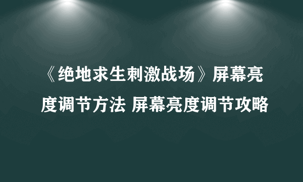 《绝地求生刺激战场》屏幕亮度调节方法 屏幕亮度调节攻略