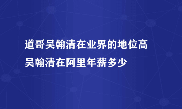 道哥吴翰清在业界的地位高 吴翰清在阿里年薪多少