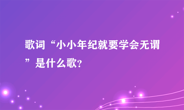 歌词“小小年纪就要学会无谓”是什么歌？