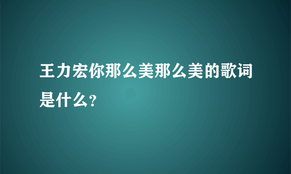 王力宏你那么美那么美的歌词是什么？