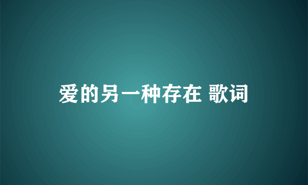 爱的另一种存在 歌词