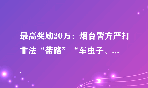 最高奖励20万：烟台警方严打非法“带路”“车虫子、证贩子”, 你怎么看？