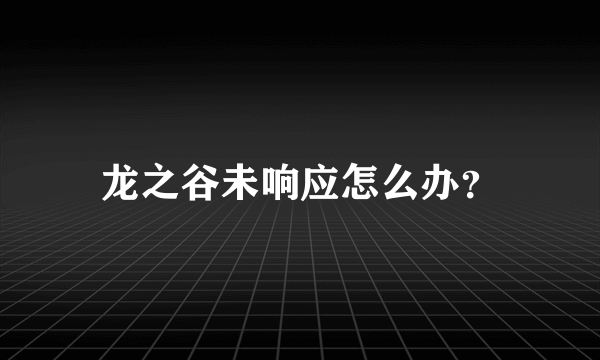 龙之谷未响应怎么办？