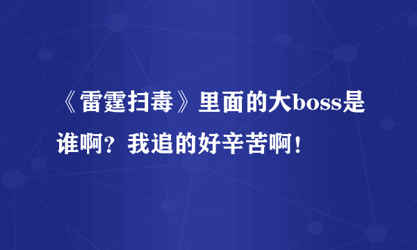 《雷霆扫毒》里面的大boss是谁啊？我追的好辛苦啊！