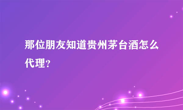 那位朋友知道贵州茅台酒怎么代理？