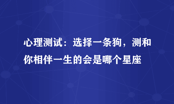 心理测试：选择一条狗，测和你相伴一生的会是哪个星座