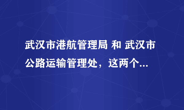 武汉市港航管理局 和 武汉市公路运输管理处，这两个单位哪个比较好一些？有哪位大侠知道的告诉我下吧！