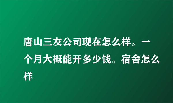 唐山三友公司现在怎么样。一个月大概能开多少钱。宿舍怎么样