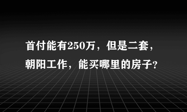 首付能有250万，但是二套，朝阳工作，能买哪里的房子？