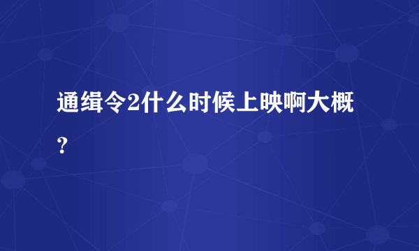 通缉令2什么时候上映啊大概？