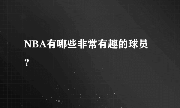 NBA有哪些非常有趣的球员？