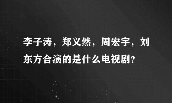 李子涛，郑义然，周宏宇，刘东方合演的是什么电视剧？