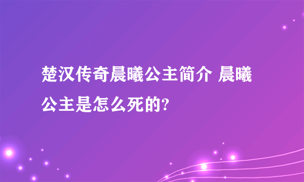 楚汉传奇晨曦公主简介 晨曦公主是怎么死的?