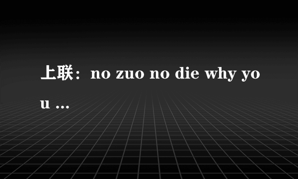 上联：no zuo no die why you cry 下联：you try you die don\