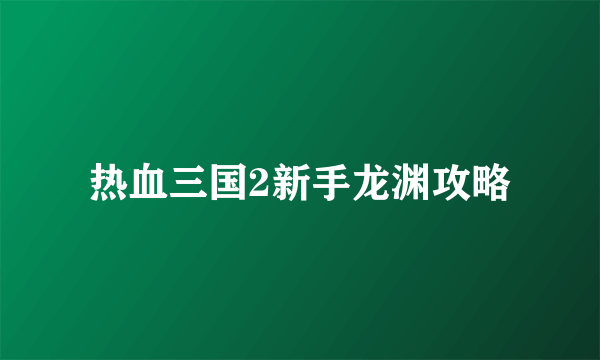 热血三国2新手龙渊攻略