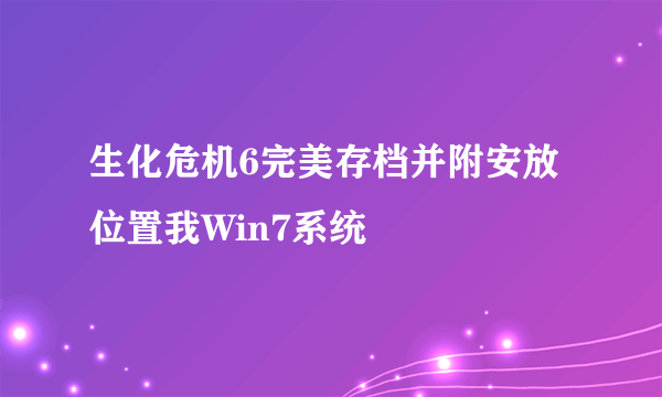 生化危机6完美存档并附安放位置我Win7系统