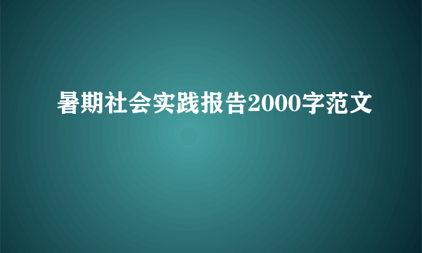 暑期社会实践报告2000字范文