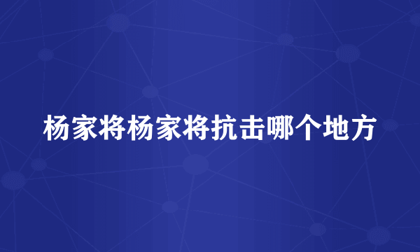 杨家将杨家将抗击哪个地方