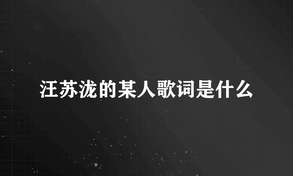 汪苏泷的某人歌词是什么