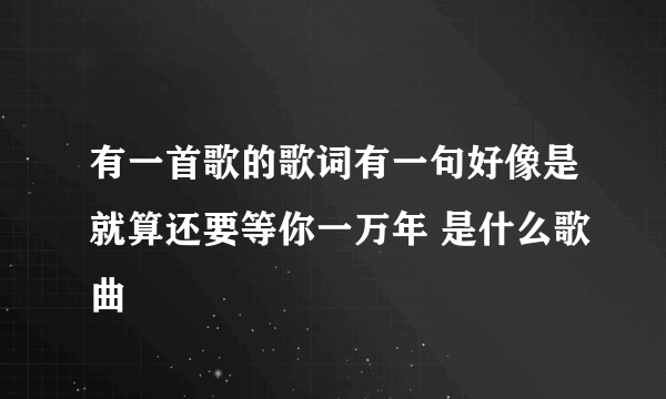 有一首歌的歌词有一句好像是就算还要等你一万年 是什么歌曲