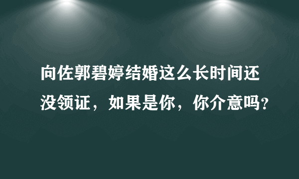 向佐郭碧婷结婚这么长时间还没领证，如果是你，你介意吗？