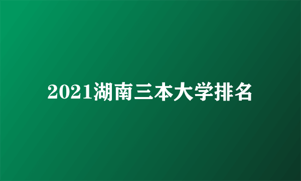 2021湖南三本大学排名