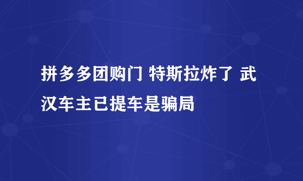 拼多多团购门 特斯拉炸了 武汉车主已提车是骗局