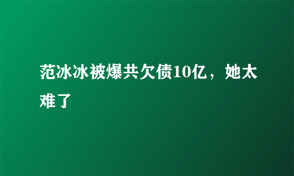 范冰冰被爆共欠债10亿，她太难了