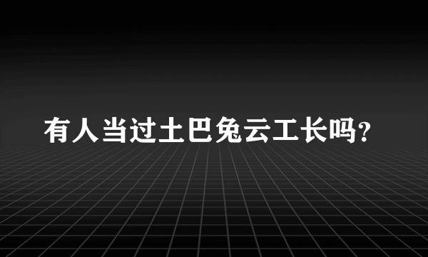 有人当过土巴兔云工长吗？