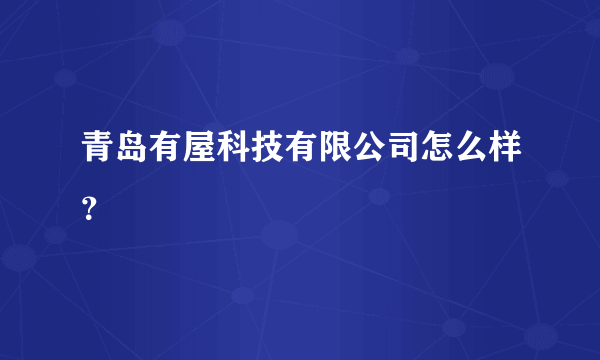 青岛有屋科技有限公司怎么样？