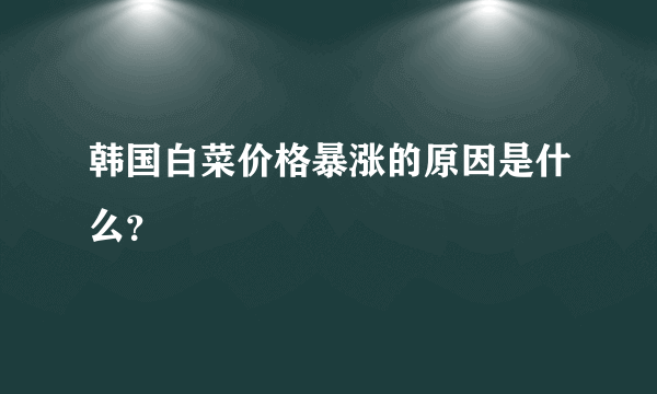 韩国白菜价格暴涨的原因是什么？