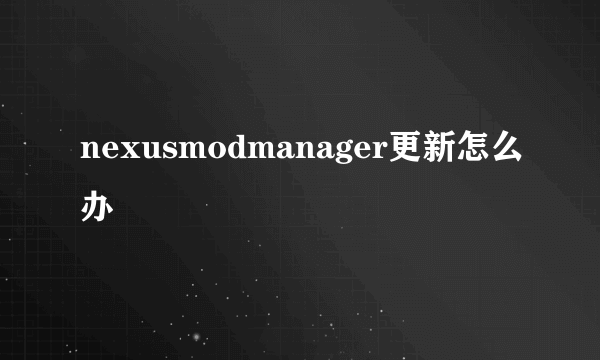 nexusmodmanager更新怎么办