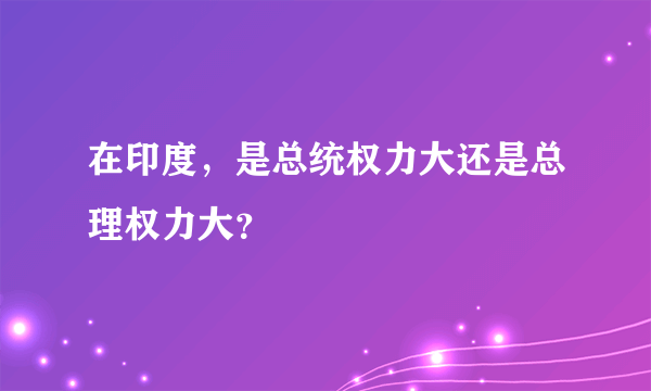 在印度，是总统权力大还是总理权力大？