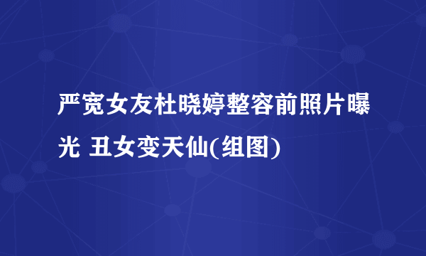 严宽女友杜晓婷整容前照片曝光 丑女变天仙(组图)