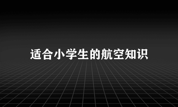 适合小学生的航空知识