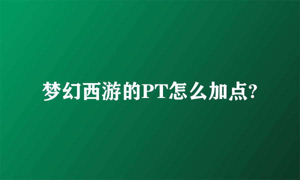 梦幻西游的PT怎么加点?